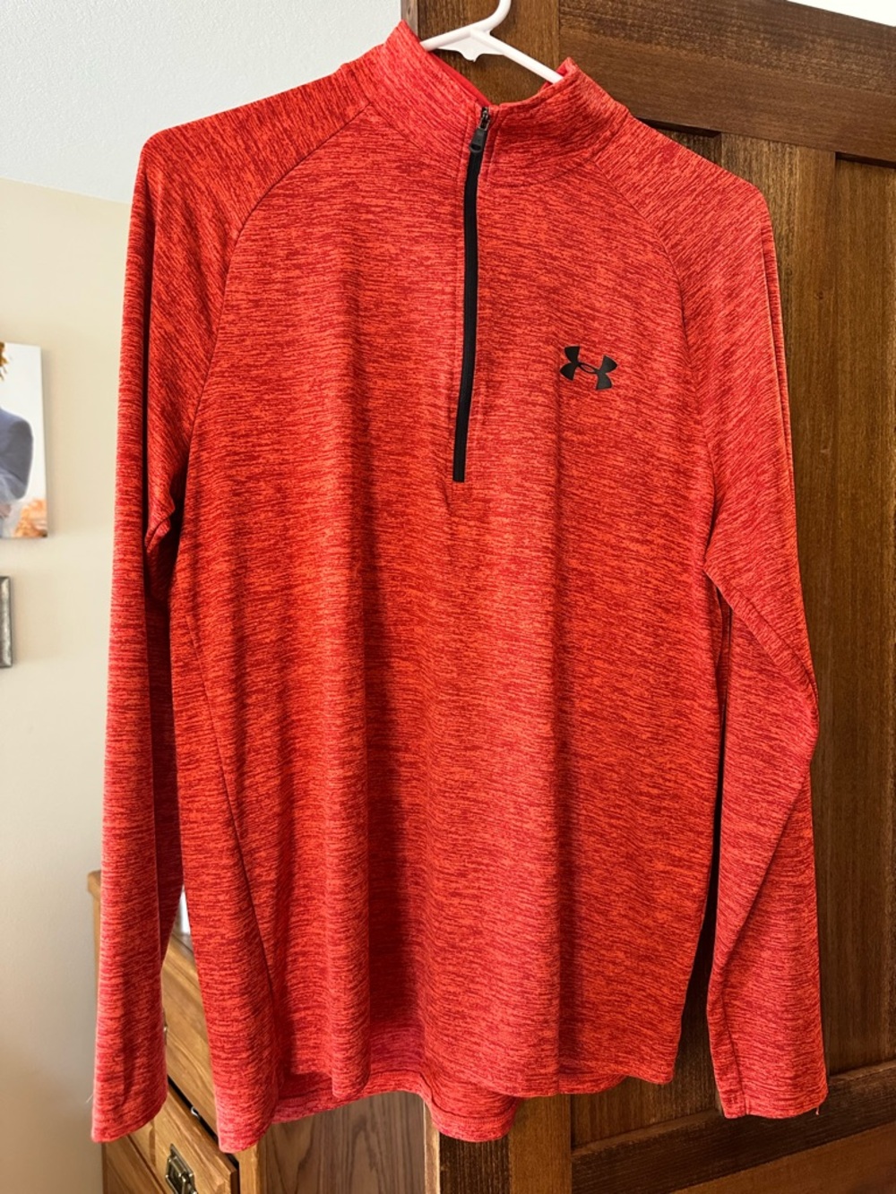Under Armour Heathered Red Zip with Black Logo